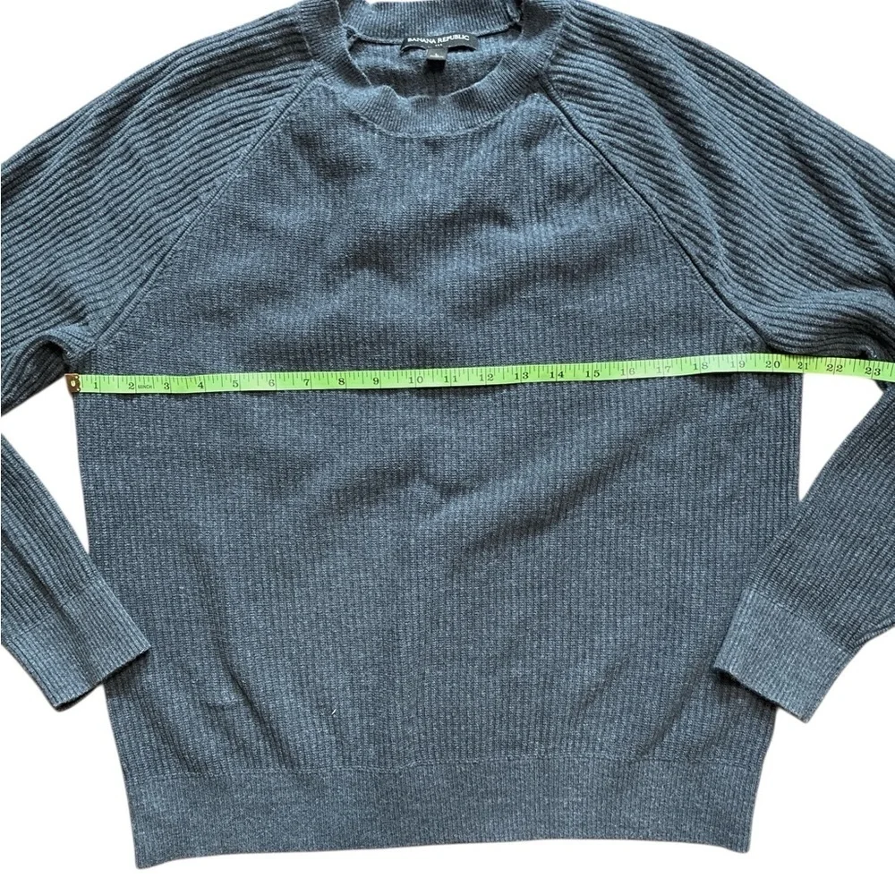 VTG Banana Republic Large Gray 100% Cotton Sweater Ribbed Crewneck Pullover